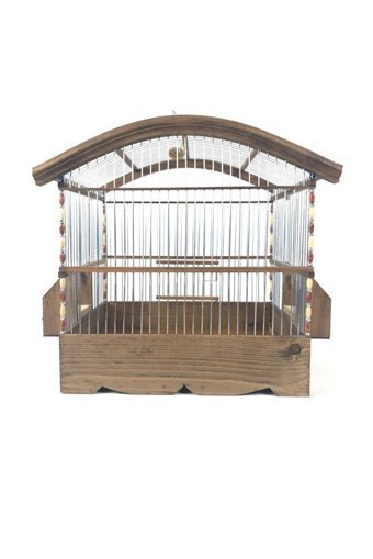 Naturbird Kafes 86 Çatılı Dikdörtgen Ahşap Muhabbet Kuşu Kafesi Kahverengi