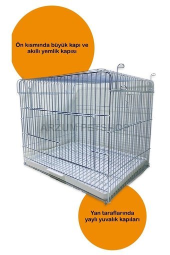 Arzum Kafes Dikdörtgen Krom Muhabbet Kuşu Kafesi Beyaz