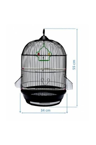 Best Cage BG401 Çatılı Yuvarlak Krom Muhabbet Kuşu Kafesi Siyah