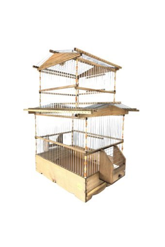 Naturbird Çatılı Dikdörtgen Ahşap Muhabbet Kuşu Kafesi Kahverengi