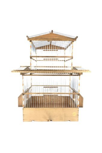 Naturbird Çatılı Dikdörtgen Ahşap Muhabbet Kuşu Kafesi Kahverengi