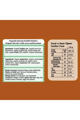 Monn Bio Organik & Vegan Fındıklı Kakaolu Bisküvi 60 gr