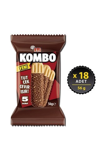 Eti Kombo Çikolatalı Hindistan Cevizli Bisküvi 18x56 gr