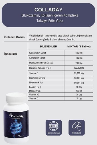 Colladay Kolajenli Glukozamin Tablet 90 Adet