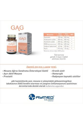 Gag Glukozamin Tablet 60 Adet