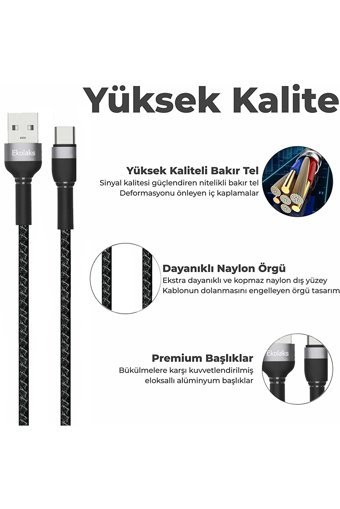 Ekolaks Galaxy Type C Kablolu Muadil Şarj Aleti Siyah