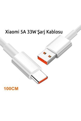 Okyanustech Xiaomi Redmi Note 8-9-9S-10 Pro-Mi 9T-10T Type C Kablolu 33 W Hızlı Şarj Muadil Şarj Aleti Beyaz
