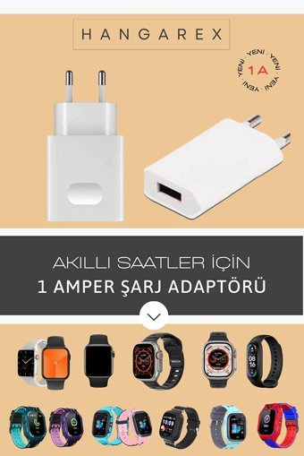 Hangarex USB Kablolu 1 Amper Muadil Şarj Aleti Beyaz