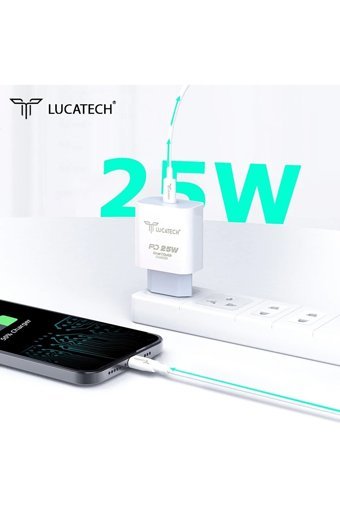 Lucatech Samsung S20-S21-S22-S23 Type C Kablolu Hızlı Şarj Muadil Şarj Aleti Beyaz