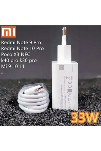 Akg Redmi Note 8-9-10-Pro Type C Kablolu 33 W Hızlı Şarj Orjinal Şarj Aleti Beyaz