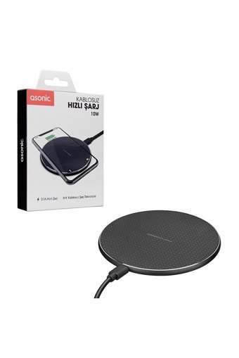 Asonic USB Kablosuz 10 W 3.1 Amper Hızlı Şarj Muadil Şarj Aleti Siyah