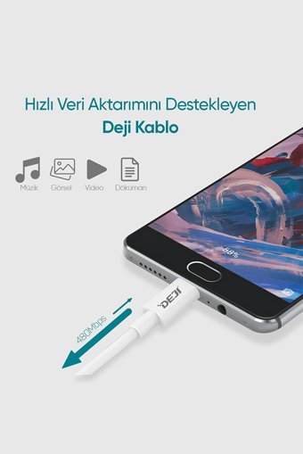 Deji Galaxy S 3-4-5-J1 Ace-J2 Core-J3 Pro-J4-J5-J6-J7-J8 Duo-Plus-Max Type C Kablolu Hızlı Şarj Muadil Şarj Aleti Beyaz