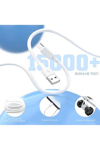 Deji Galaxy S 3-4-5-J1 Ace-J2 Core-J3 Pro-J4-J5-J6-J7-J8 Duo-Plus-Max Type C Kablolu Hızlı Şarj Muadil Şarj Aleti Beyaz