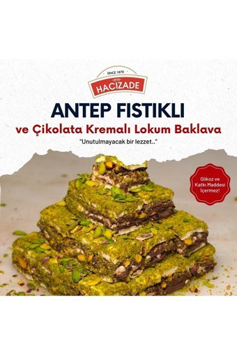 Hacızade Antep Fıstıklı Çikolatalı Lokum 500 gr