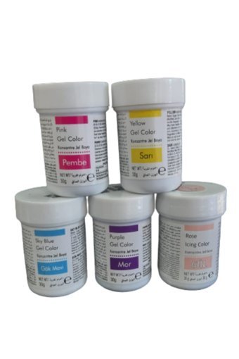 Dr. Gusto Pembe Sarı Mavi Mor Gül Jel Gıda Boyası 5x30 gr