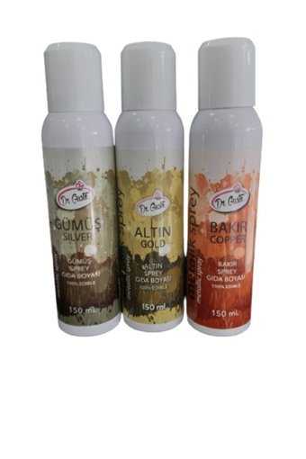 Dr. Gusto Gümüş Altın Bakır Sprey Gıda Boyası 3 x150 ml