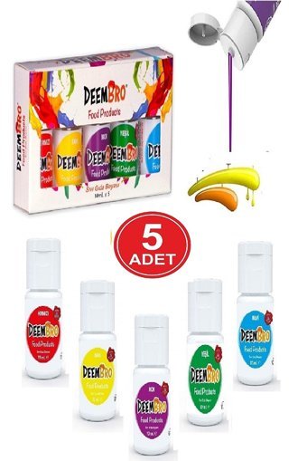 Deembro Kırmızı Mavi Mor Sarı Yeşil Su Bazlı Sıvı Gıda Boyası 5x10 ml