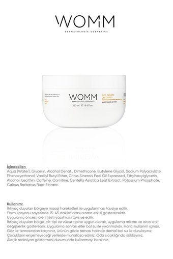 Womm Sıkılaştırıcı Selülit Jeli 250 ml