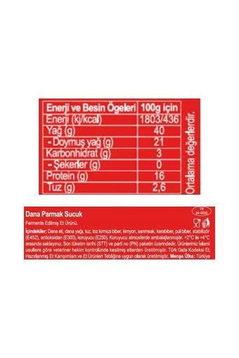 Apikoğlu Acısız Dana Sucuğu Parmak 6x200 gr