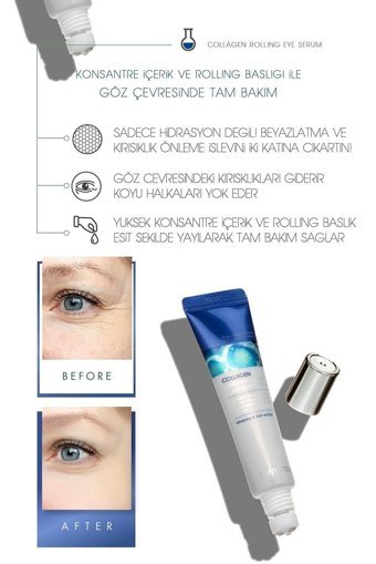Farmstay Collagen Water Full Moist Rolling Aydınlatıcı Kırışıklık Karşıtı Göz Altı Torba Karşıtı Serum 10 ml