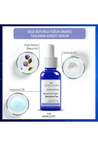 Herbaderm Advanced Night Recovery Eye Aydınlatıcı Kırışıklık Karşıtı Gece Serumu 20 ml