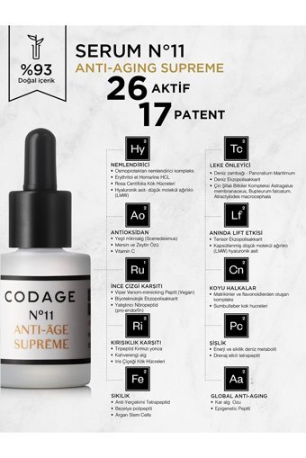 Codage Anti-Aging Aydınlatıcı Kırışıklık Karşıtı Gece Gündüz Serumu 15 ml
