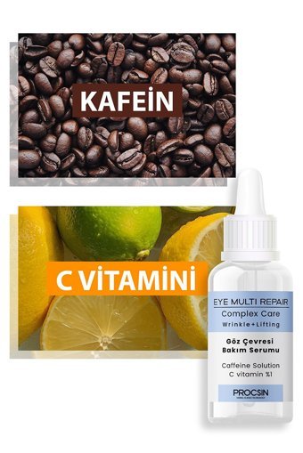 Procsın Caffeine Solution C Vitamin % Aydınlatıcı Kırışıklık Karşıtı Göz Altı Torba Karşıtı Gece Gündüz Serumu 20 ml