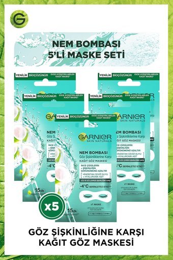 Garnier Nem Bombası Göz Altı Kağıt Maske 5×2 Adet