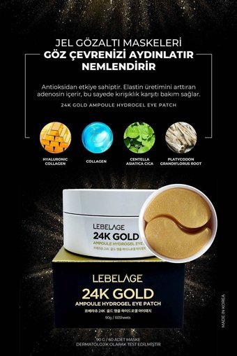 Lebelage 24K Gold Kolajenli Göz Altı Jel Maske 60 Adet