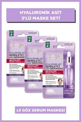 L'Oreal Paris Revitalift Filler Göz Çevresi Kağıt Maske 3 Adet