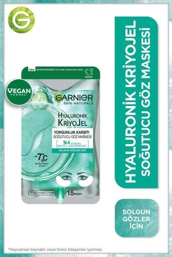 Garnier Hyaluronik Kriyojel Göz Altı Kağıt Maske 3×2 Adet
