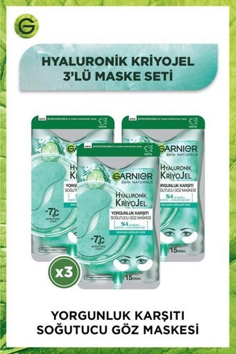 Garnier Hyaluronik Kriyojel Göz Altı Kağıt Maske 3×2 Adet