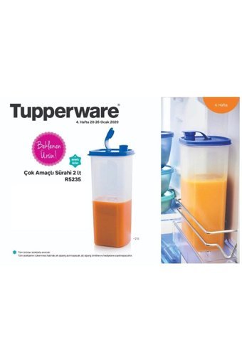 Tupperware Plastik 2x2 lt Plastik Kapaklı Sürahi