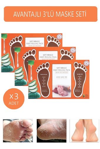 Mjkorean Ölü Deri-Çatlak Çorap Tipi Ayak Peeling Maskesi 3 Adet