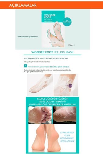 Missha Wonder Foot Ölü Deri-Çatlak Çorap Tipi Ayak Peeling Maskesi