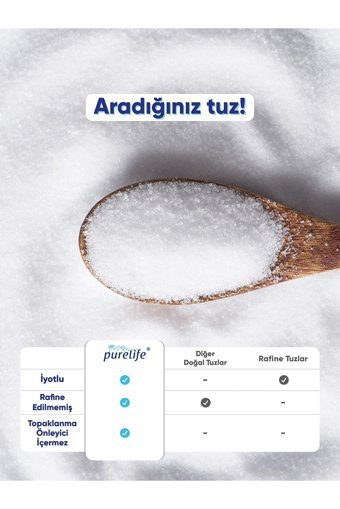 Purelife İyotlu Kristal Deniz Tuzu Paket 800 gr