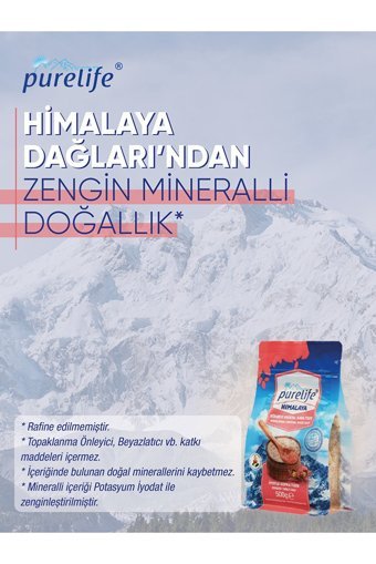 Purelife İyotlu Kristal Himalaya Tuzu Paket 4x500 gr