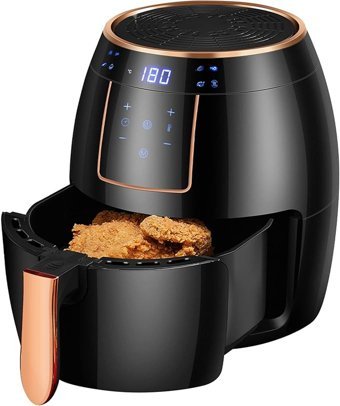 Iceagle Airfryer 5.5 lt Tek Hazneli Izgara Yapan Led Ekranlı Sıcak Hava Fritözü Siyah