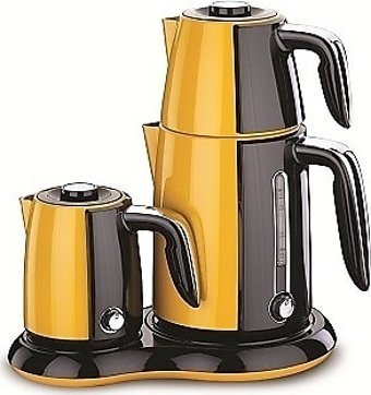 Korkmaz A 367 04 Çelik Demlikli 2200 W Çelik Gövdeli Sarı Siyah Çay Makinesi