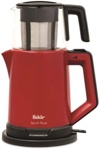 Fakir Glass N More Otomatik Çelik Demlikli 1650 W Işıklı Çelik Gövdeli Kırmızı Retro Çay Makinesi