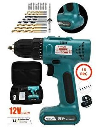 Assur Plus 12 V Darbeli Şarjlı Akülü Matkap Mavi