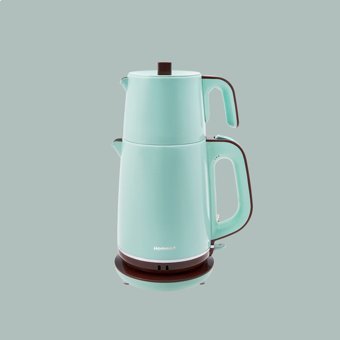 Homend 1736H Royaltea Çelik Demlikli 2000 W Çelik Gövdeli Su Yeşili Vintage Çay Makinesi