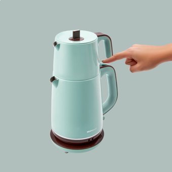 Homend 1736H Royaltea Çelik Demlikli 2000 W Çelik Gövdeli Su Yeşili Vintage Çay Makinesi