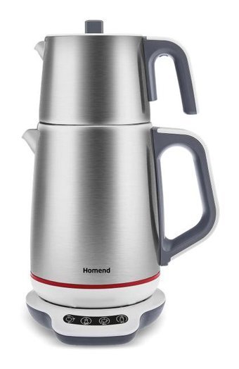 Homend 1709H Royaltea Konuşan Otomatik Çelik Demlikli 1800 W Işıklı Çelik Gövdeli İnox Çay Makinesi