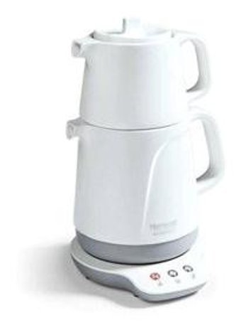 Homend 1705 Royaltea Porselen Demlikli 1800 W Porselen Gövdeli Beyaz Çay Makinesi