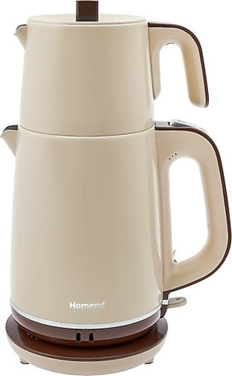Homend 1734H Royaltea Çelik Demlikli 2000 W Çelik Gövdeli Bej Çay Makinesi