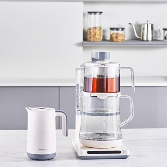Homend Smart Royaltea Plus 2 in 1 Otomatik Cam Demlikli 1800 W Krem Çay Makinesi