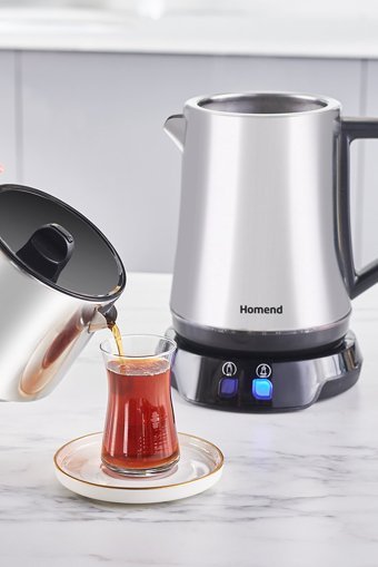 Homend Royaltea Elegant 1776H Cam Demlikli 1800 W Inox Çay Makinesi