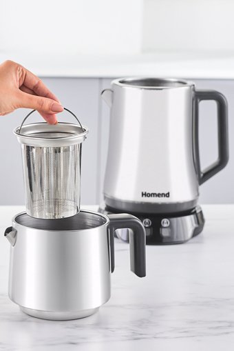 Homend Royaltea Elegant 1776H Cam Demlikli 1800 W Inox Çay Makinesi
