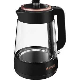 Arçelik Cam Demlikli 1900 W Cam Gövdeli Siyah Çay Makinesi